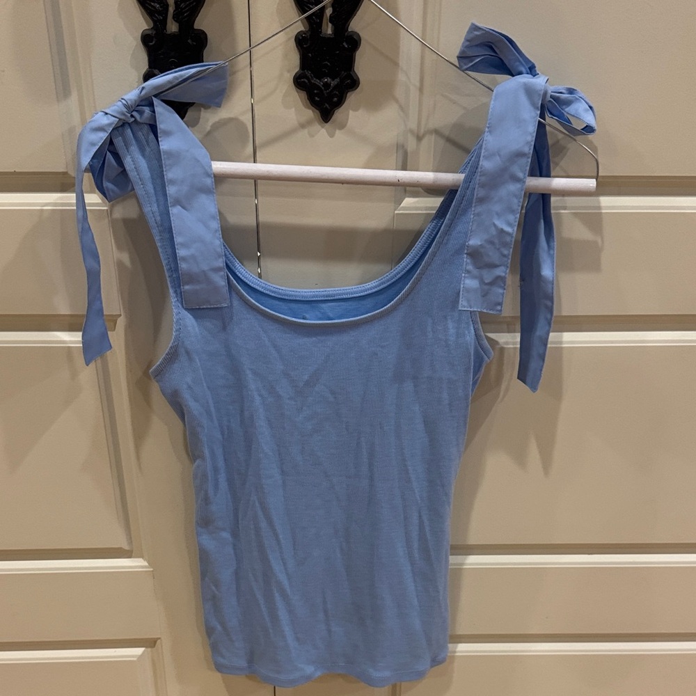 a new day Light Blue Tie-Shoulder Tank Top